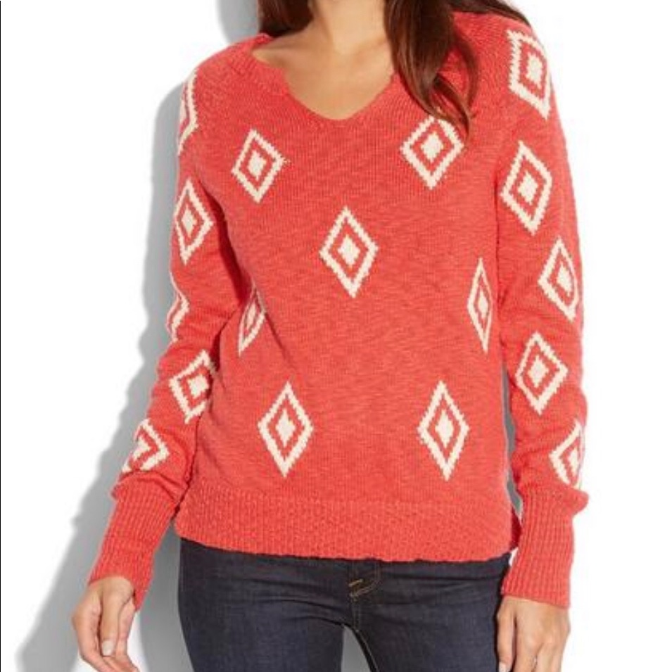 Lucky Brand Diamond Intarsia Sweater M Lucky Brand Diamond Intarsia Sweater M